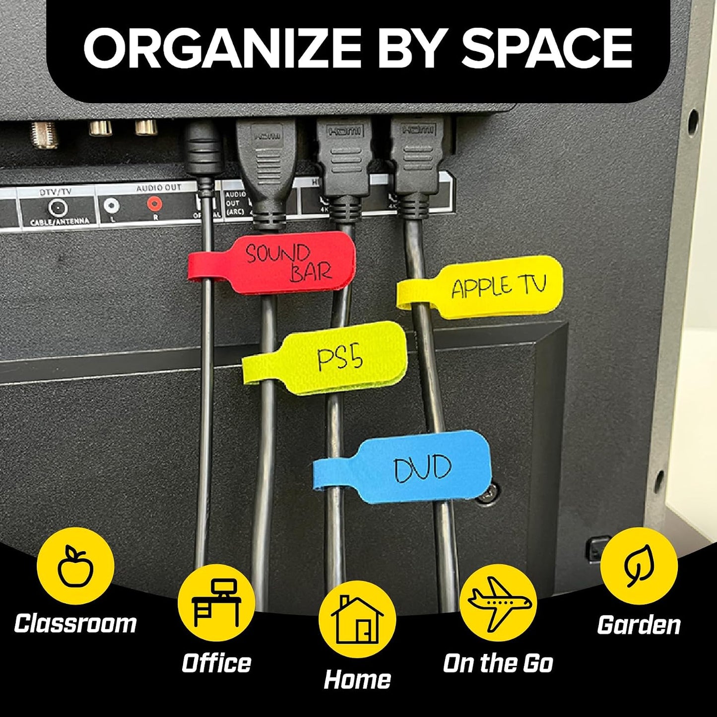 Wrap-It Storage - Cable Labels, Medium, Multi-Color (30-Pack) Write On Cord Tags for Wire Management and Identification | Write On Cord Labels, Wire Labels, Cable Tags and Wire Tags for Spring Cleaning Cable Management and Identification