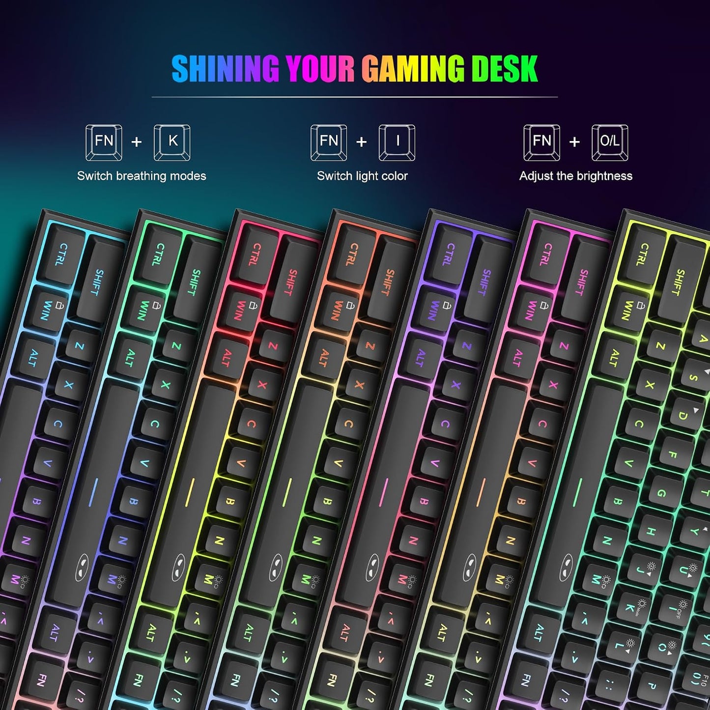 MageGee Mini 60% Gaming Keyboard, RGB Backlit 61 Key Ultra-Compact Keyboard, TS91 Ergonomic Waterproof Mechanical Feeling Office Computer Keyboards for PC, MAC, PS4, Xbox ONE Gamer(Black)