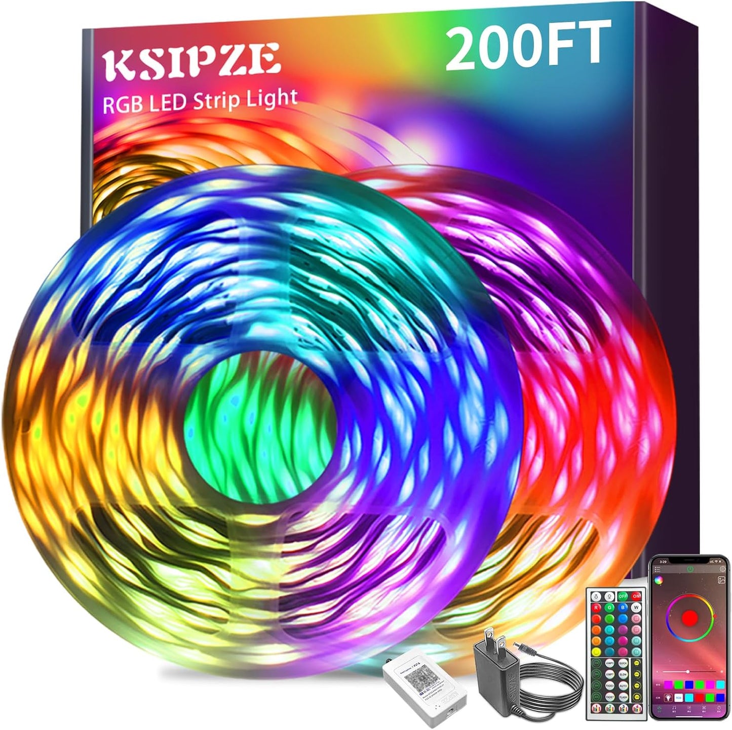 KSIPZE Led Lights for Bedroom 50ft Led Strip Lights with Remote App Control | RGB Color Changing Music Sync for Room Bedroom Lighting Flexible Home Décor