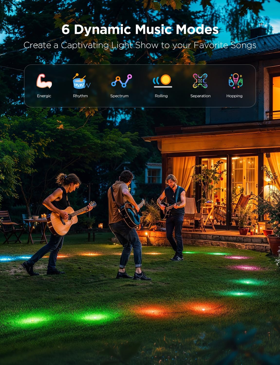 Govee Outdoor Ground Lights 2, 50ft Patio Decorations, 15 Pack | RGBIC Pathway Lights With 100LM Warm White, IP67 Waterproof, 63 Scene Modes, Works With Alexa, Google Assistant