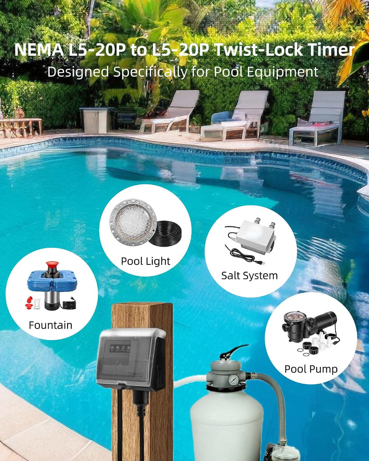 WiFi Pool Pump Timer,Twist-Lock NEMA L5-20R