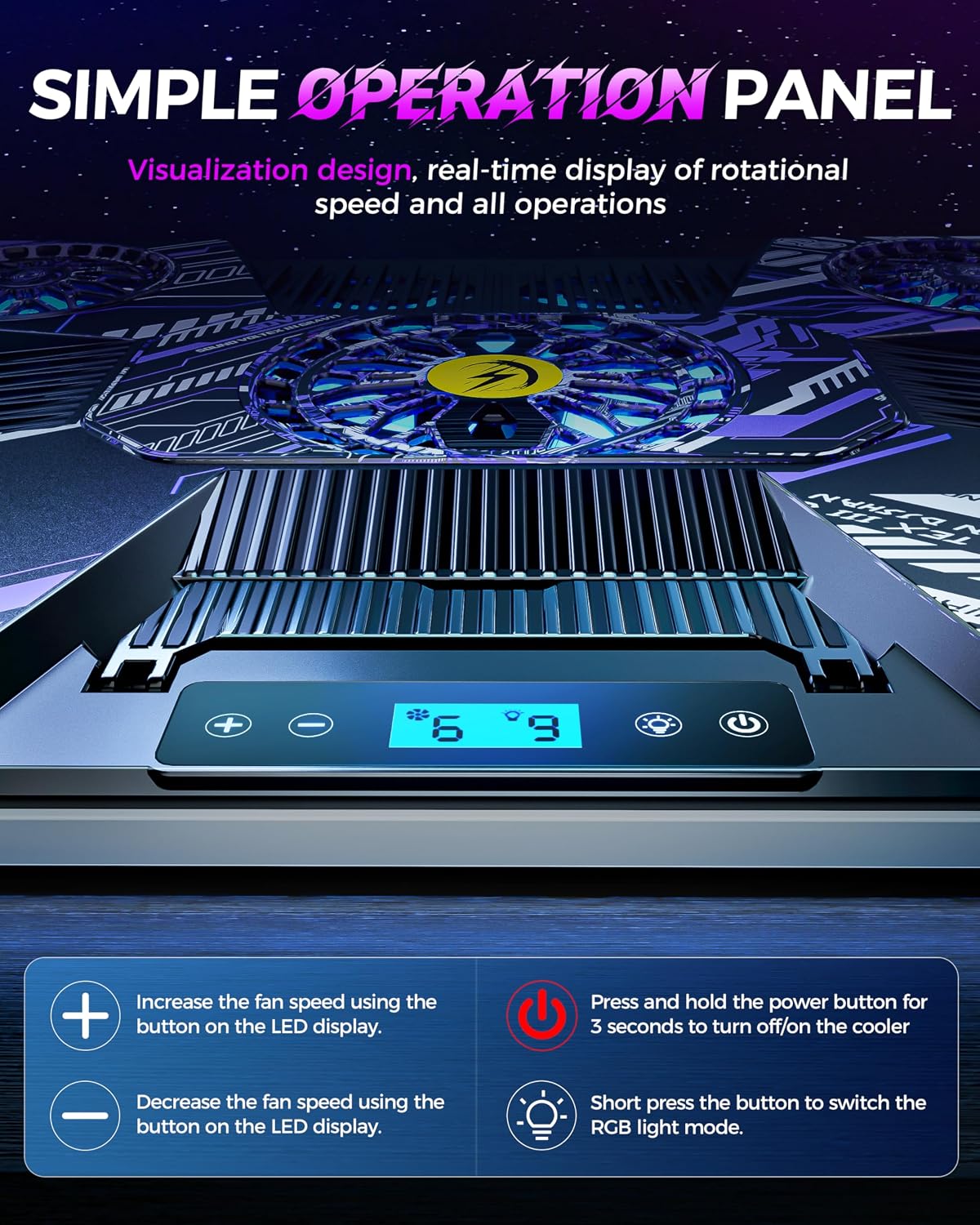 ChillCore RGB Laptop Cooling Pad, Laptop Fan Cooling Pad 9 Fans