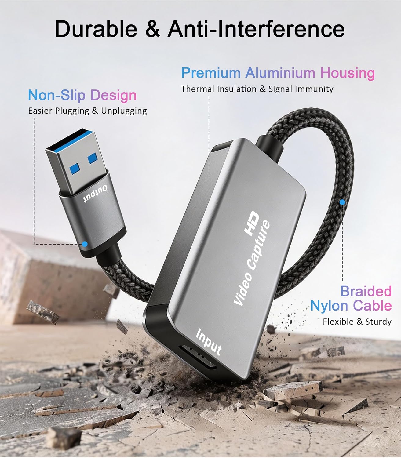 4K HDMI to USB 3.0 Video Capture Card, 1080P 60FPS for Recording, Streaming & Gaming, Plug & Play, Low Latency, Compatible with PS5, Switch 2, Xbox, Quest 3, Camera