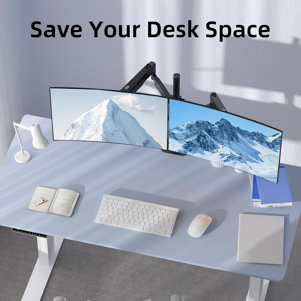 Suptek Dual Monitor Mount Stand-Height Adjustable Gas Spring Monitor Arm Desk Mount for 2 Computer Screens 17 to 34 inches - Each Arm Holds up to 24.25lbs (MD8822)
