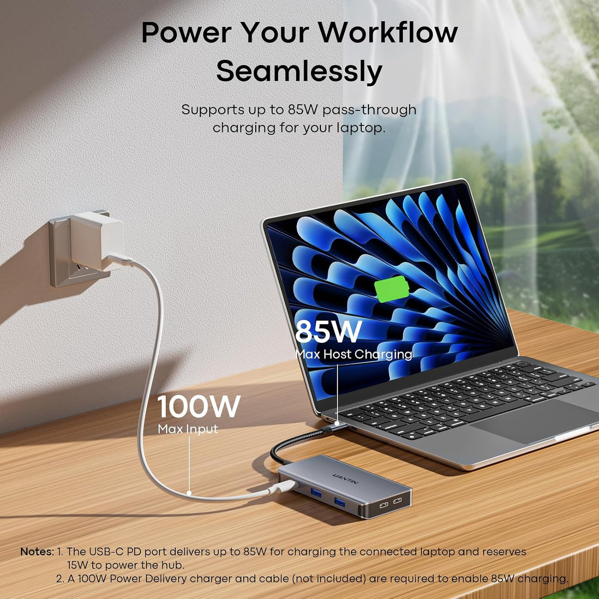 UANTIN Laptop Docking Station 3 Monitors, 8-in-1 USB C Dock with 2 HDMI, DP