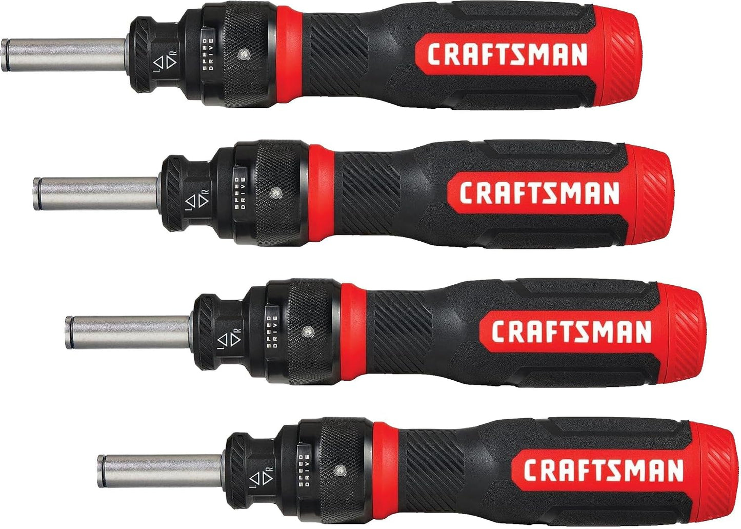 CRAFTSMAN Ratcheting Screwdriver, SpeedDrive, 2” Double Ended Bits Included, Handle Holds Up To 6 Bits (CMHT68129)