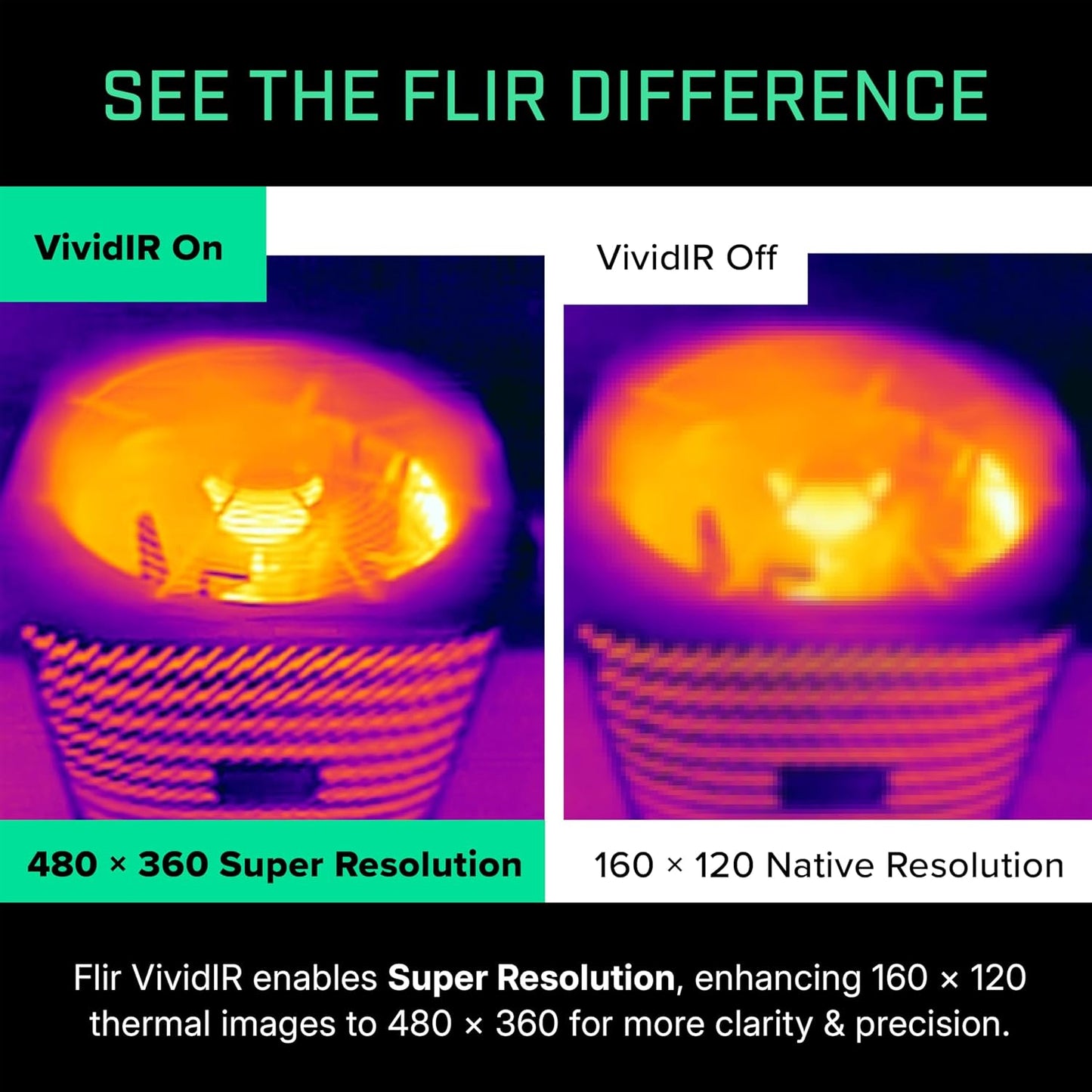 Flir Edge Pro Wireless Thermal Imaging Camera, iOS/Android, 480x360 | Bluetooth, MSX, 160x120 native IR, smartphone/tablet, IGNITE cloud, 2m drop, USB cable