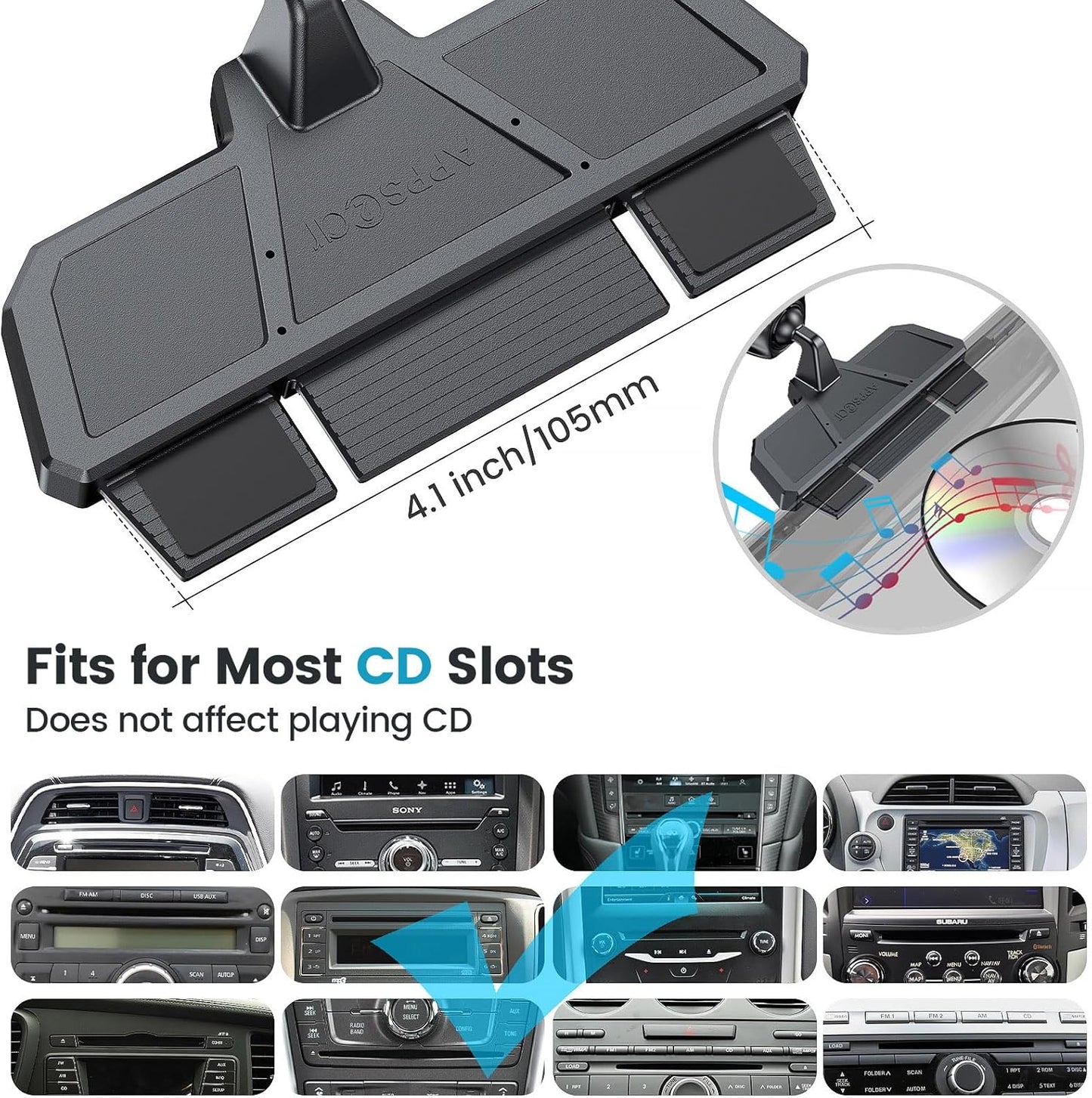APPS2Car Wireless Car Charger Mount CD Slot Auto Clamping 15W Fast Charging | Sturdy Car Phone Holder Mount Charger for iPhone 17 16 15 14 13 12 Pro Max Plus, Samsung S25 S24 S23, Google, LG etc.