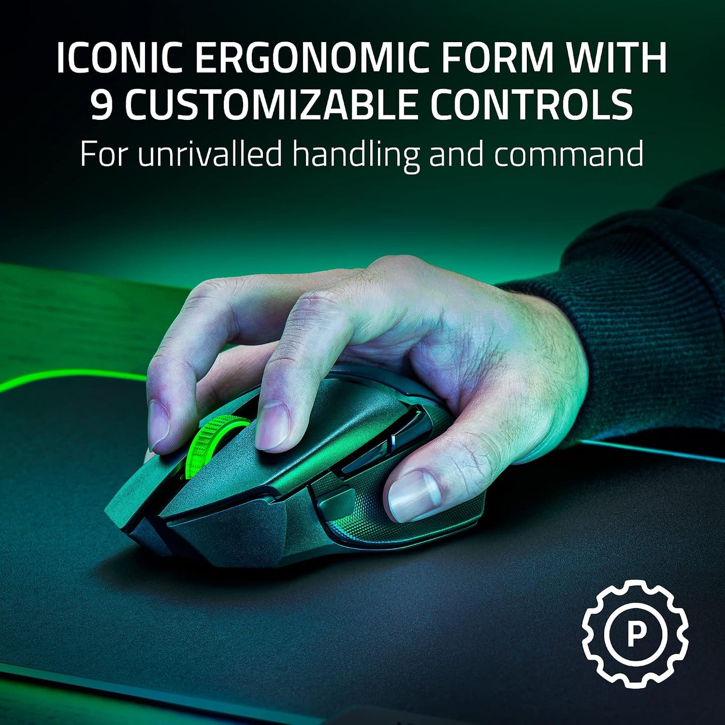 Razer Basilisk V3 X HyperSpeed Customizable Wireless Gaming Mouse, Black | Mechanical Switches Gen-2, 5G Advanced 18K Optical Sensor, Chroma RGB, 9 Programmable Controls, 285 Hr Battery