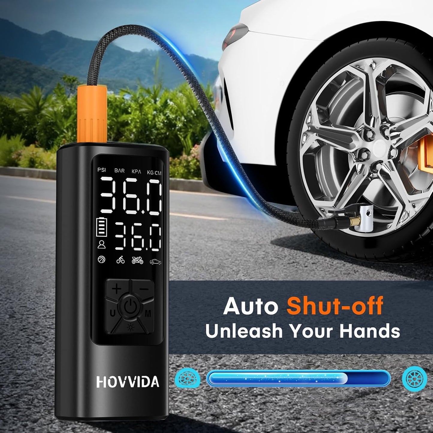 Tire Inflator Portable Air Compressor, Bike Pump, Air Pump for Car Tires 150PSI with Digital Pressure Gauge, Auto Shut-Off, Fast Inflation, Bike Tire Pump for Car, Motorcycle, Bike, Ball