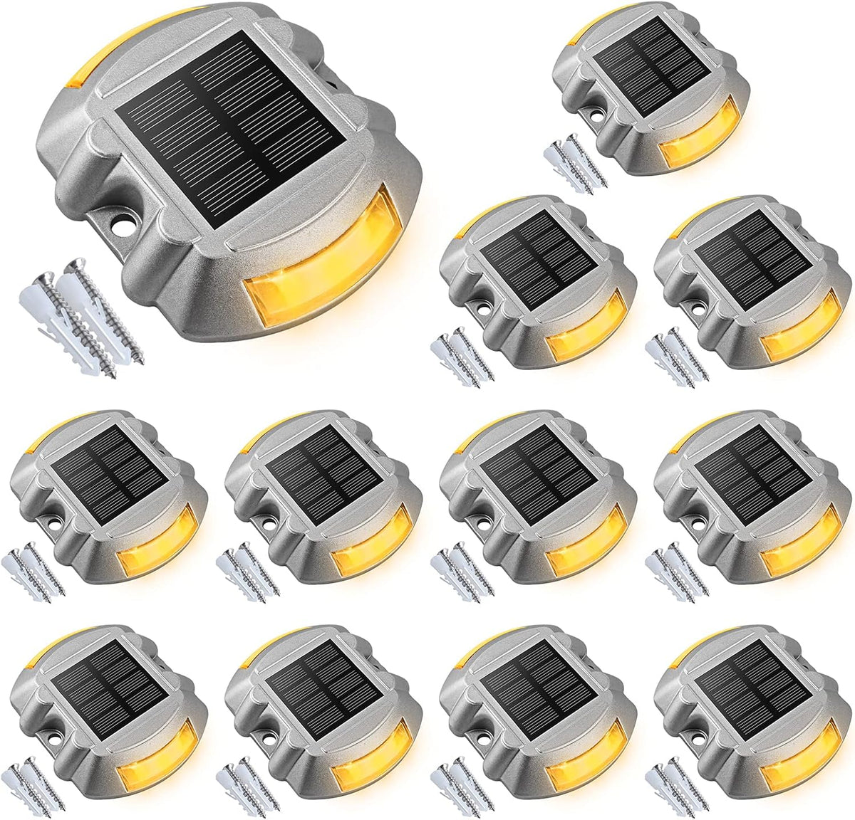 VOLISUN Solar Deck Driveway Dock Lights,Solar Pathway Lights,Green 4 Pack