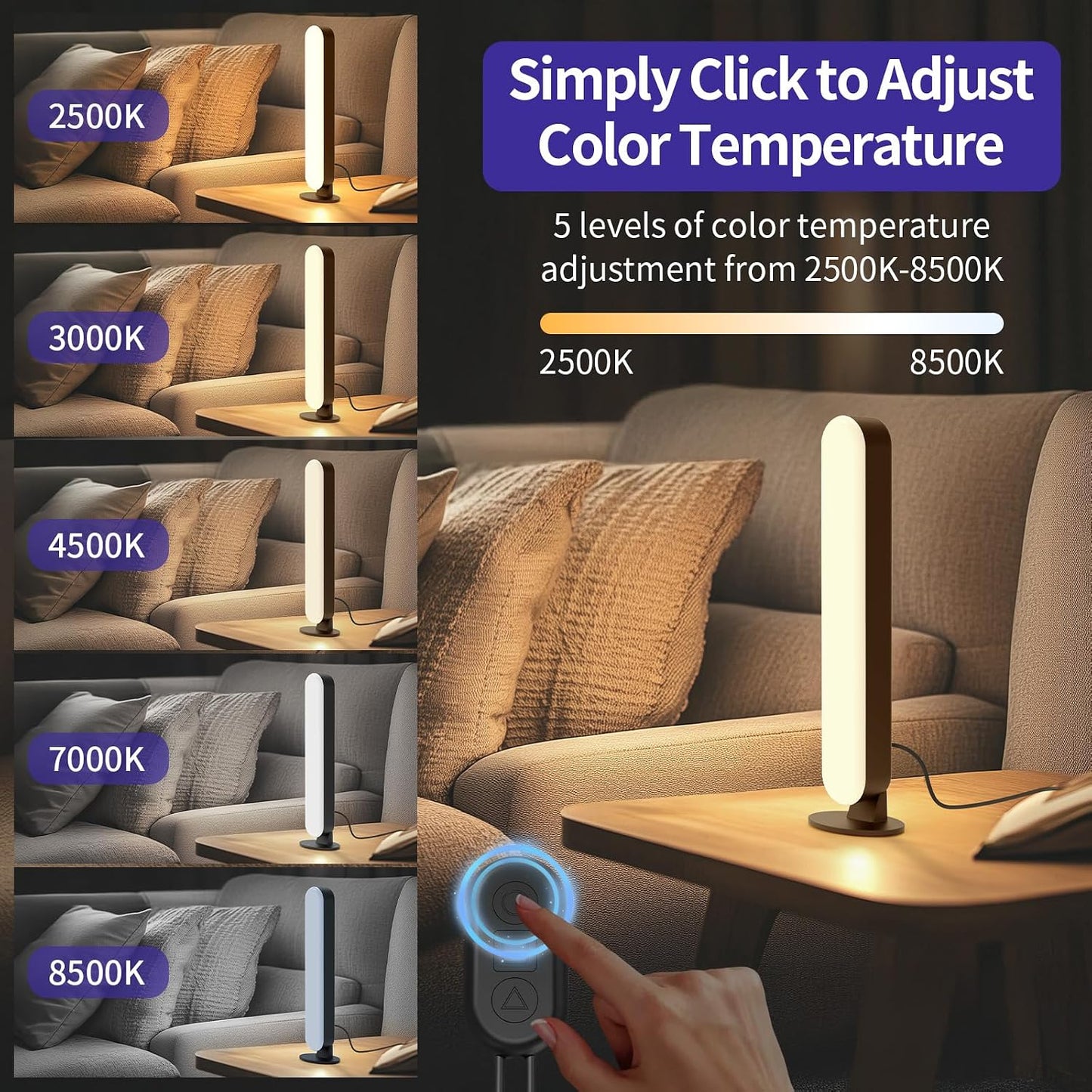 Smart Light Bars, RGB LED Streaming Light with Music Sync, Bluetooth RGB-ICW Desk Light, Gaming Lights for PC, TV, Mood Lighting, USB Powered for Room Decoration.