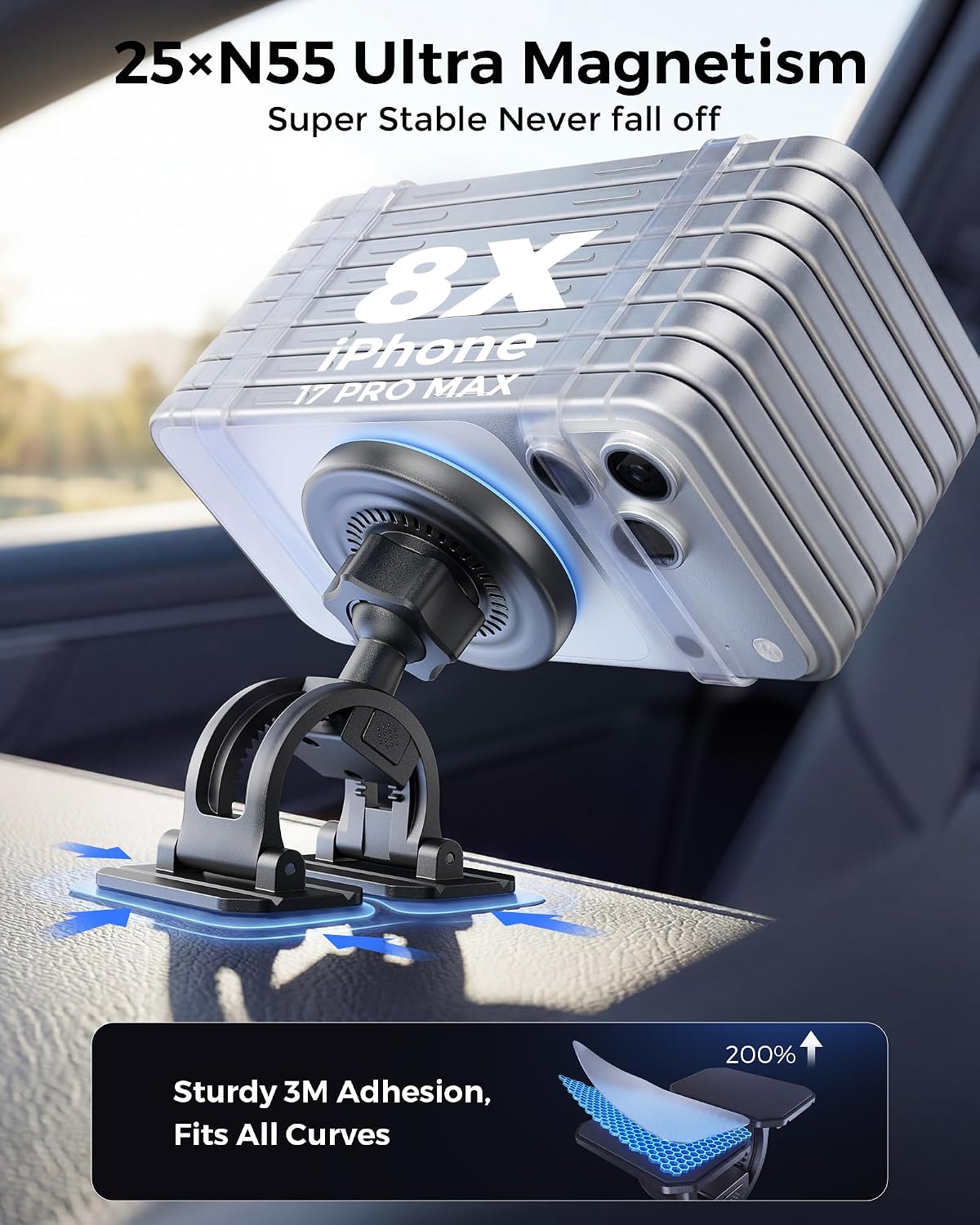 Estbuc 2-in-1 15W Magsafe Car Mount Charger, Magnetic Wireless Car Charger | 360° Dashboard & Air Vent Phone Mount, Phone Holders for Your Car, Car Accessories for Men Women for iPhone 17-12