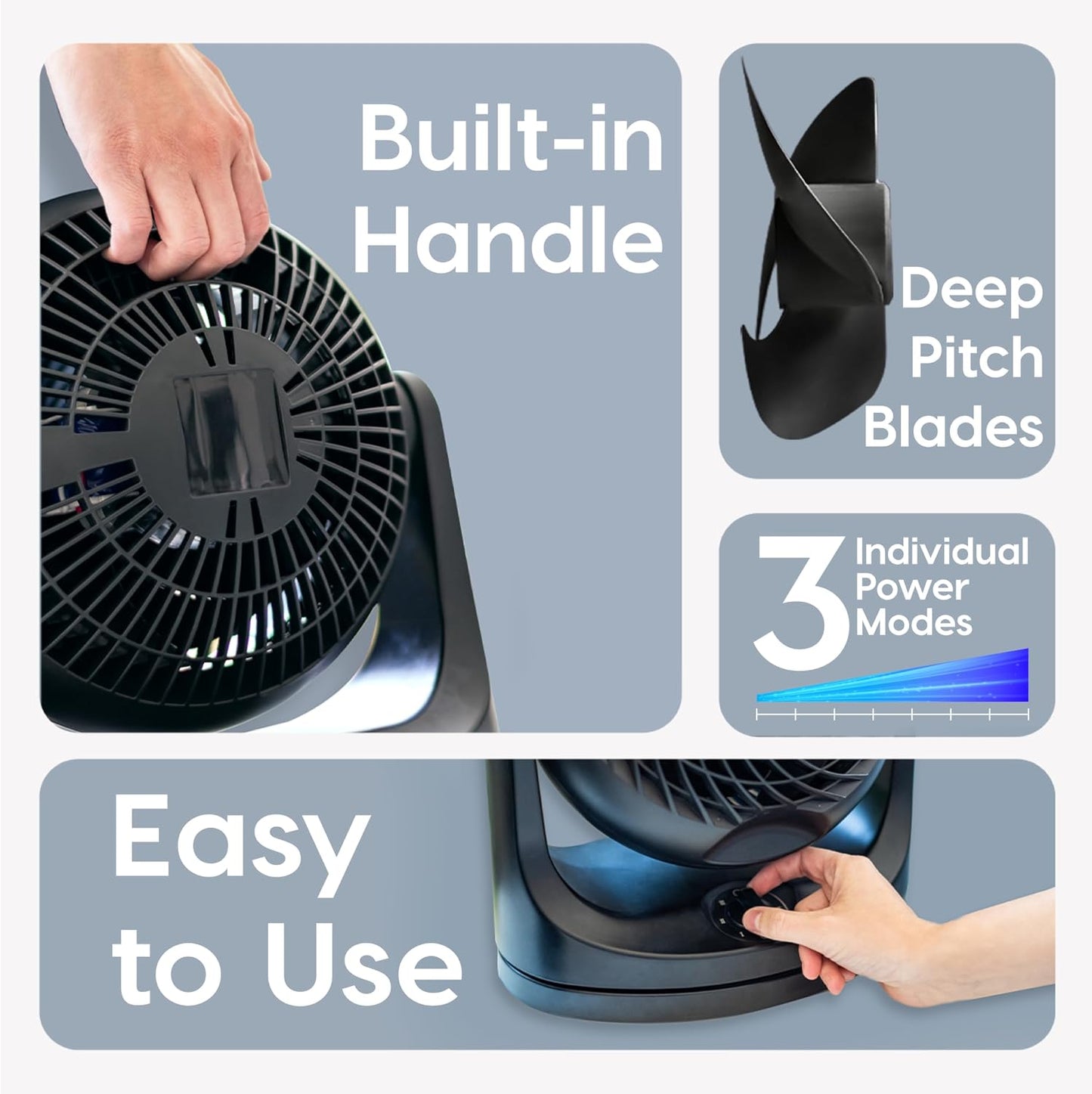 IRIS USA WOOZOO Medium Desk Fan, Oscillating, 112° Tilt, Dorm Office, Black | 36ft Max Air Distance, 244ft² Coverage, 112° Adjustable Vertical Tilt, 29db