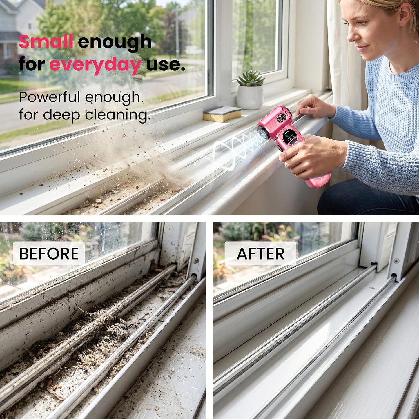Compressed Air Duster, 150000RPM Electric Air Duster with 6 Nozzles, Adjustable Speed, LED Light & 8000mAh Battery, Rechargeable Cordless Turbo Air Blower for Keyboard, PC, Car &Home Cleaning