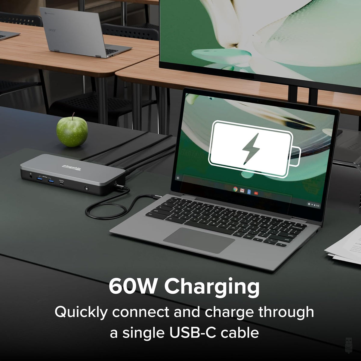Plugable 12-in-1 Dual 4K USB-C Docking Station for ChromeOS/Windows