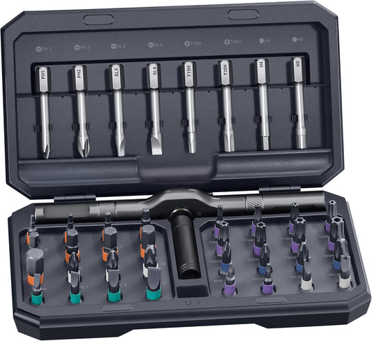 42 in 1 Magnetic Screwdriver Set, Multi Bit Ratcheting Screwdriver Set | with T Handle, Storage Case Repair Tool Kit for Computer, Eyeglass, Bicycles, Watch, Ring Doorbell, Furniture and DIY Man