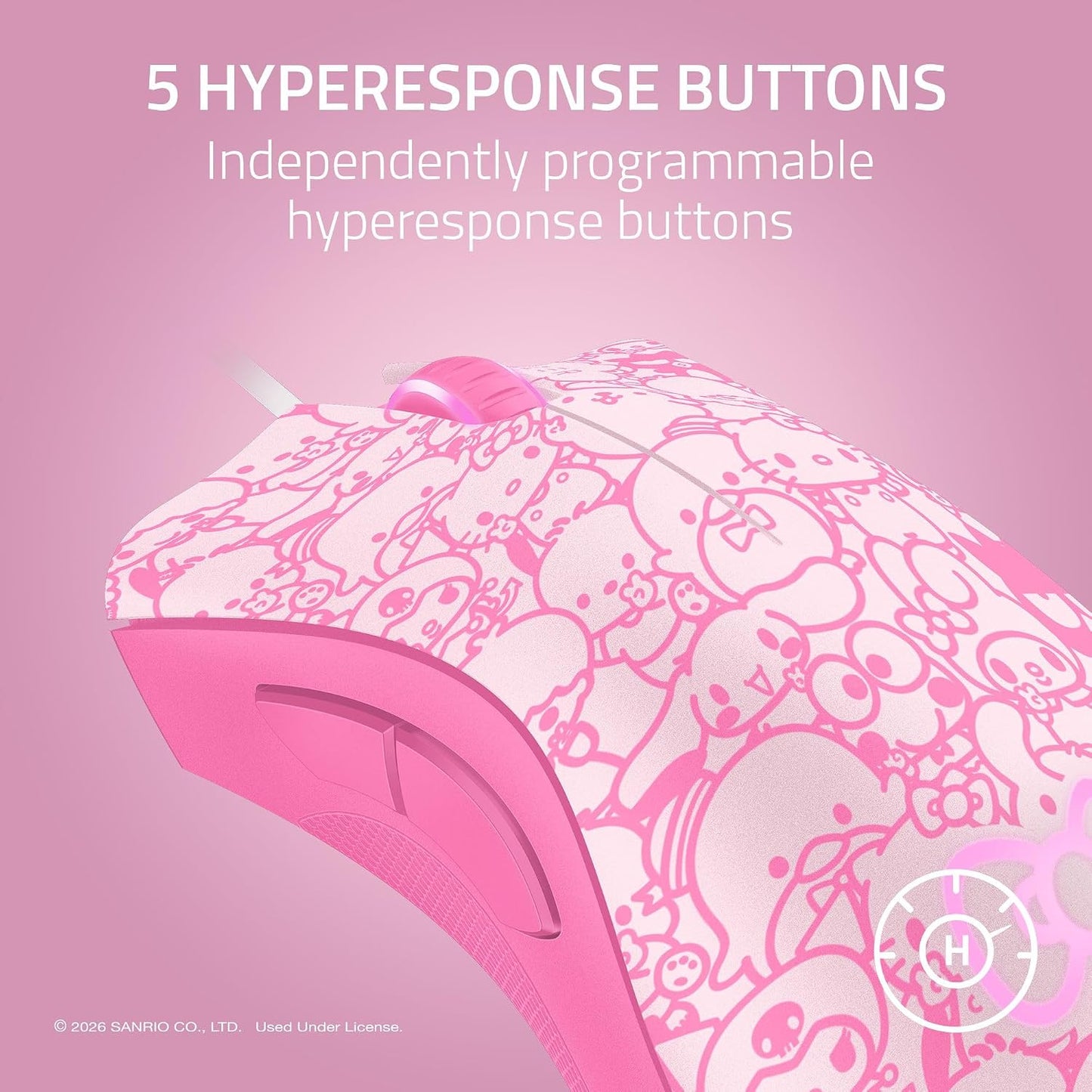Razer DeathAdder Essential Gaming Mouse, Hello Kitty and Friends Edition | 6400 DPI Optical Sensor, 5 Programmable Buttons, Mechanical Switches, Rubber Side Grips