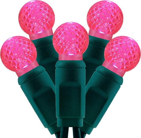YULETIME 140 Pink Raspberry Christmas Lights, 2-Set 24 ft 70 One-Piece LED