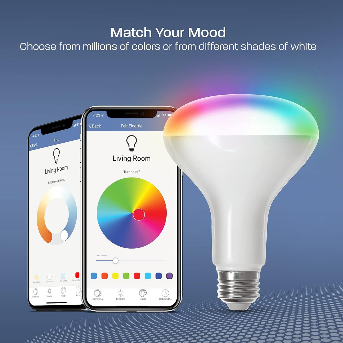 Feit Electric BR30 Smart Flood Light Bulb - Color Changing, 65W Eq - 6 Pack