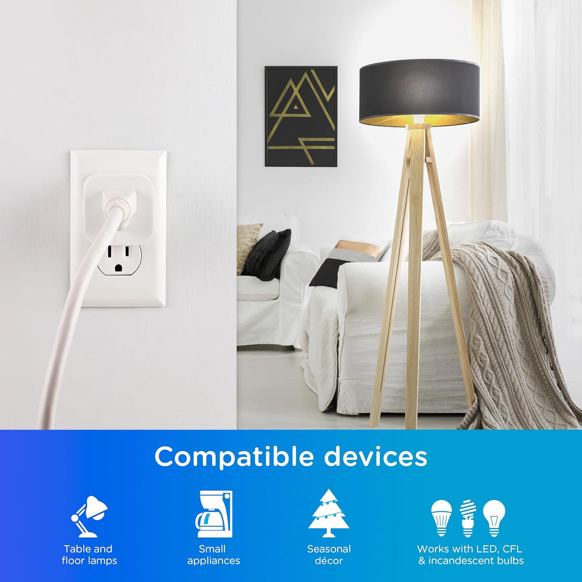 Enbrighten Matter Indoor Smart Plug, 1 Grounded Outlet, White, 1 Pack