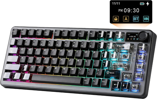 YUNZII B75 PRO MAX 75% Mechanical Keyboard (Black, Cocoa V2)