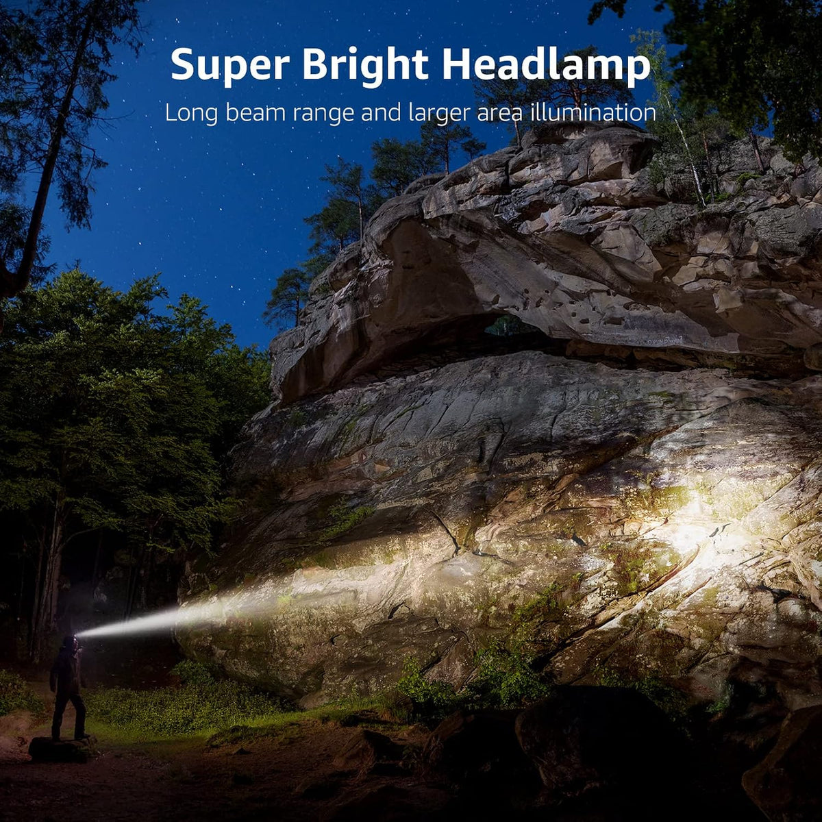 Lighting EVER LED Headlamp Rechargeable IPX4 Waterproof Headlight 2 Pack | USB Cable Included,Super bright,Multiple lighting modes,Red light,Lightweight,Adjustable Headband,Camping,Hiking,Running