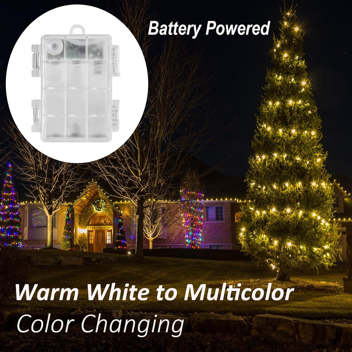Mocalido 40ft Globe String Lights Battery Operated Outdoor, 80 LEDs Hanging Lights with Remote, Warm White & Multicolor Waterproof for Outside Indoor Camping Tent Decor