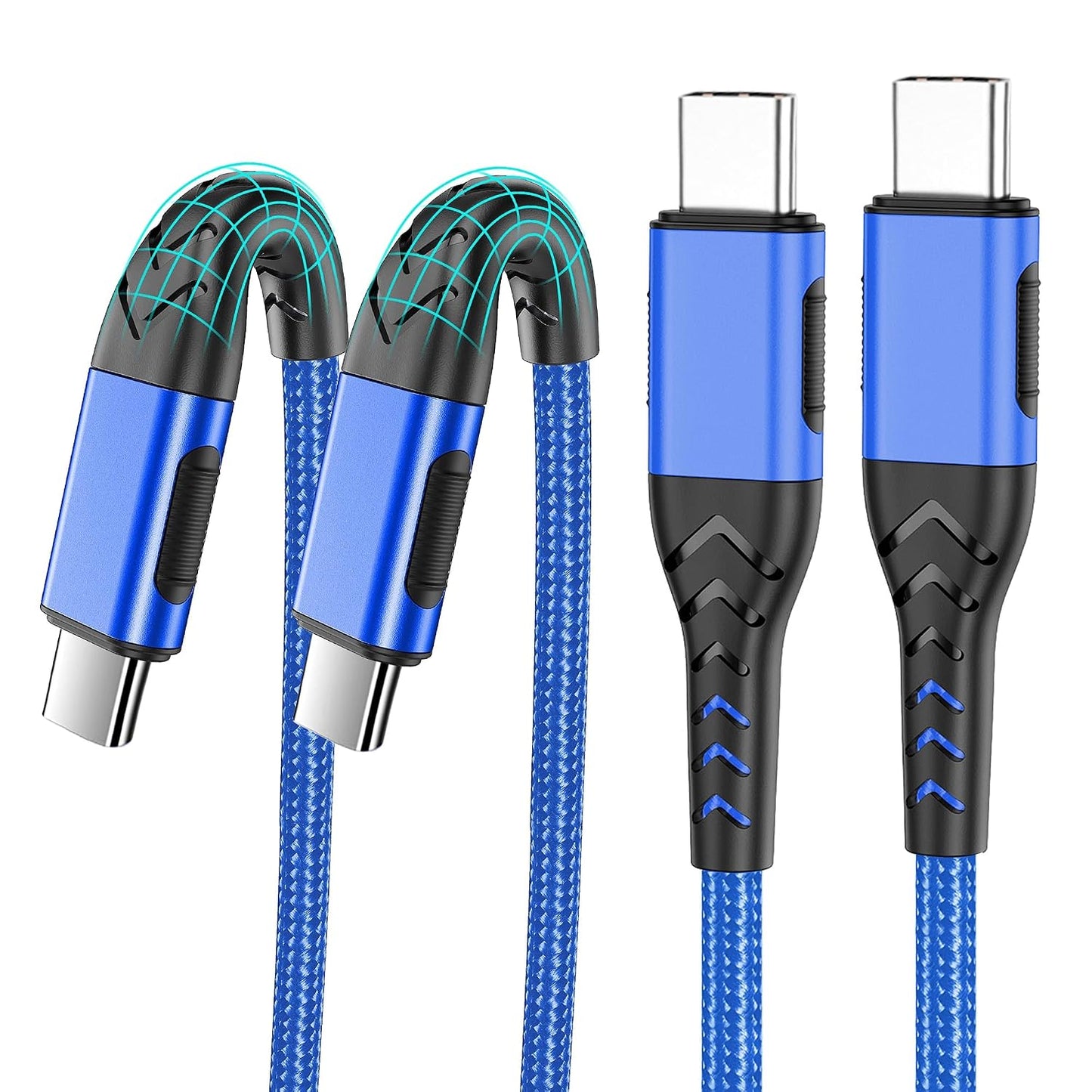 2Pack 10ft USB C Charger Cable - 100W Fast Charging for Android/Phone/Pad, Type C to Type C Compatible with iPhone 17/16/15 Pro Plus Max Silver