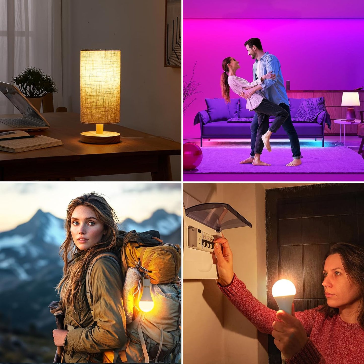 Yochoice Rechargeable Battery Operated Light Bulb with Remote & Timer, Dimmable Backup Magnetic LED Bulb with 15 Colors, Wireless Puck Light Bulb for Wall Sconce Lamps, Non-Hardwired, 2-Pack