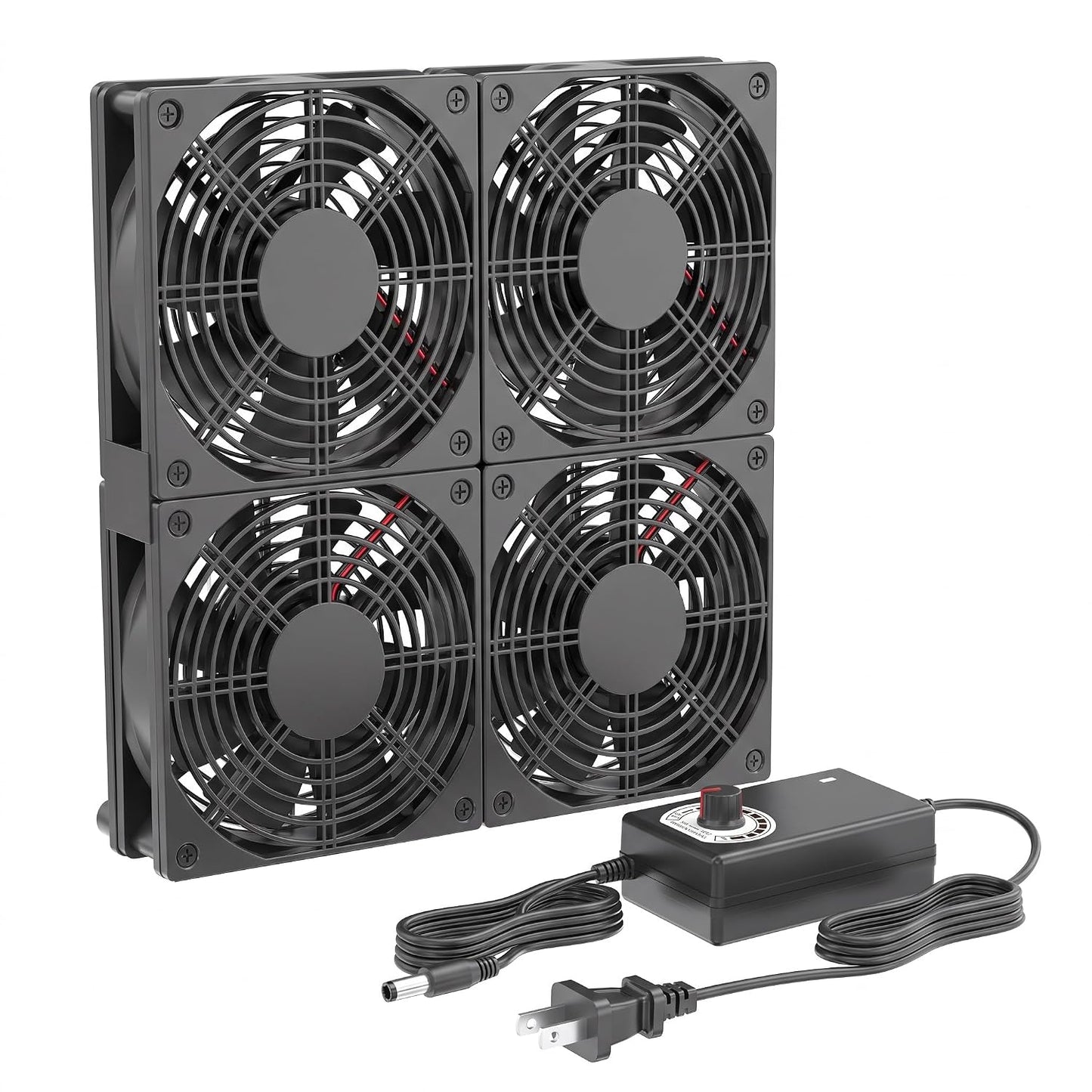 Adjustable Speed 4 Fans Cooling Pad, 4x120mm Computer Fan with AC Power Speed Controller Cooling for Game Console Laptop Router Network Cabinet