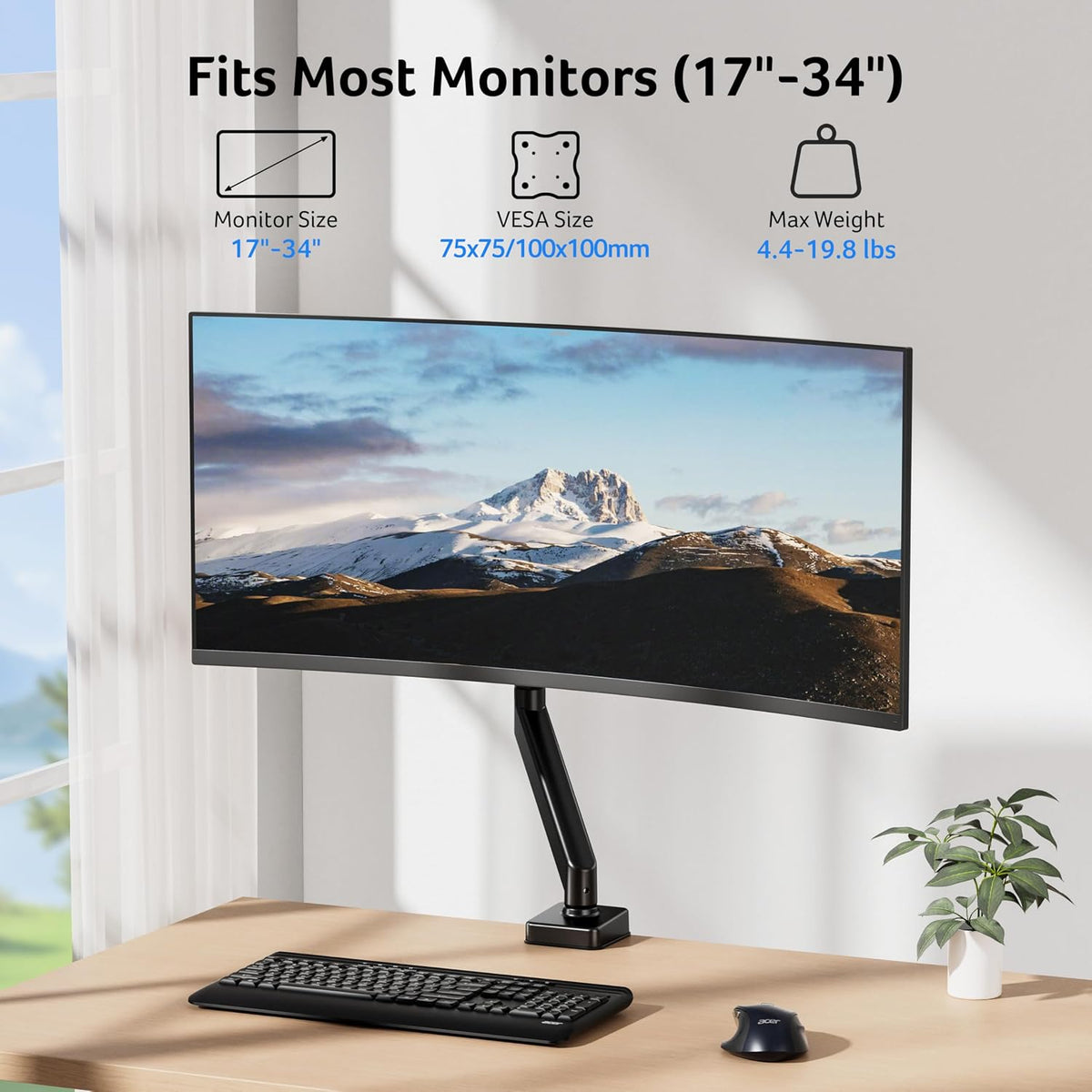 Acer Single Monitor Mount, Fully Adjustable Monitor Arm Fits 17-34" Screens