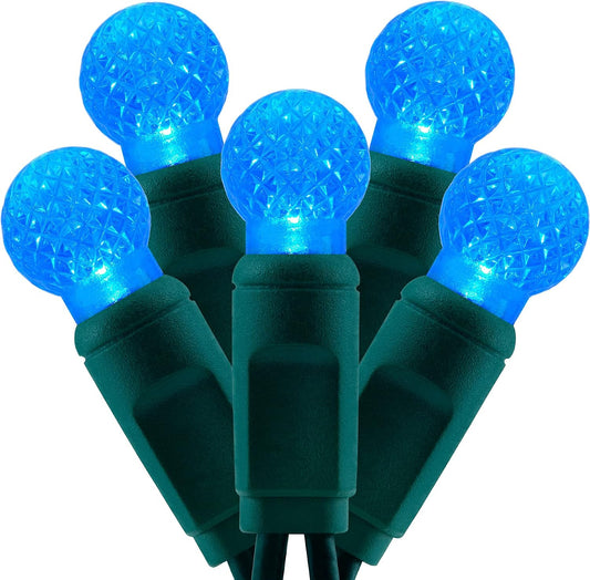 YULETIME 140 Blue Raspberry Christmas Lights, 2-Set 24 ft 70 One-Piece LED