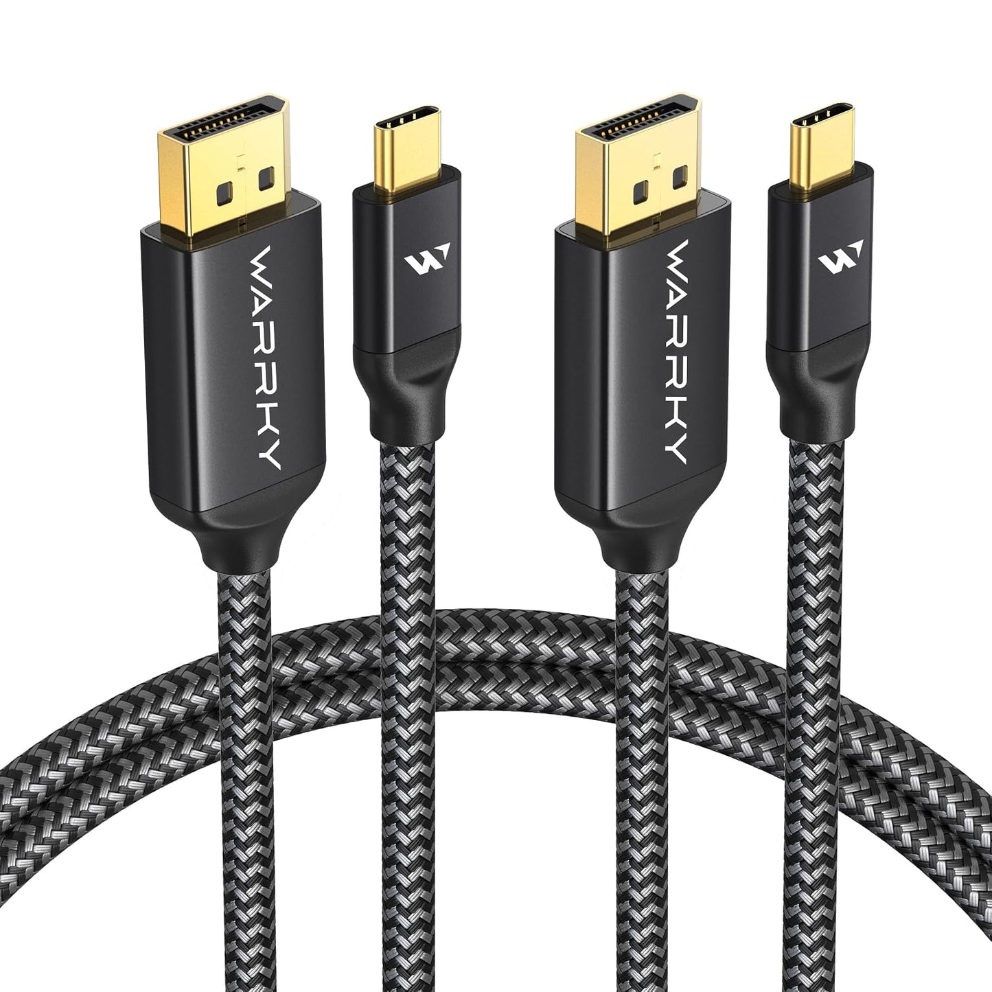 Warrky USB C to DisplayPort Cable 8K@60Hz 4K@240/144Hz [Gold-Plated Plug] | Aluminum Type-C to Display Port 1.4 Cord, Thunderbolt 5/4/3 Compatible with MacBook Pro/Air, iPhone 17 Pro, iPad, Galaxy -6ft
