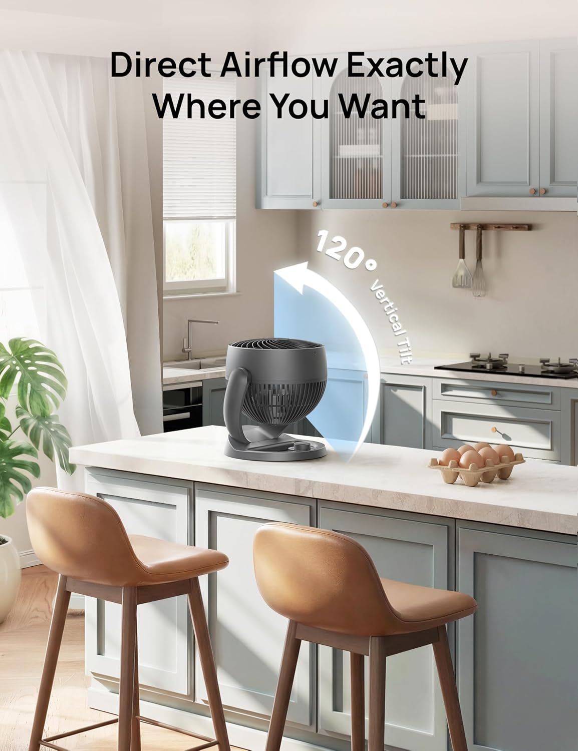 DREO Desk Fan, 12-Inch Air Circulator Fan for Bedroom, 70ft Powerful Airflow, 120° Tilt Adjustment, 25dB Ultra-Quiet, 3 Speeds Small Table Fan for Whole Room, Home, Office