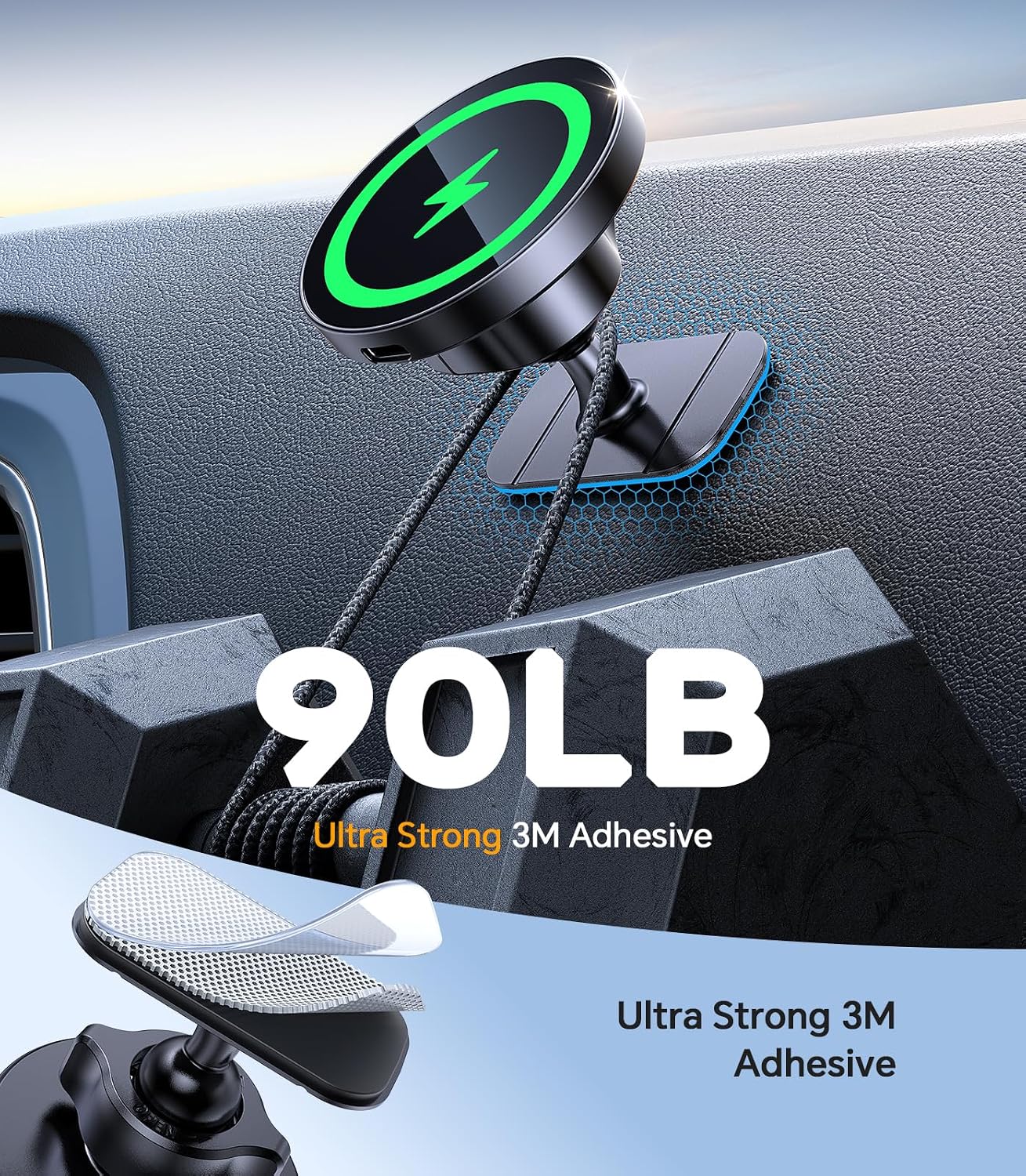 for MagSafe Car Mount Charger【Stronger Magnets】Magnetic Wireless Car Charger with Dashboard Pad Mounting Phone Holders for Your Car Accessories for Women Men Car Mount for iPhone 17 16 15 14