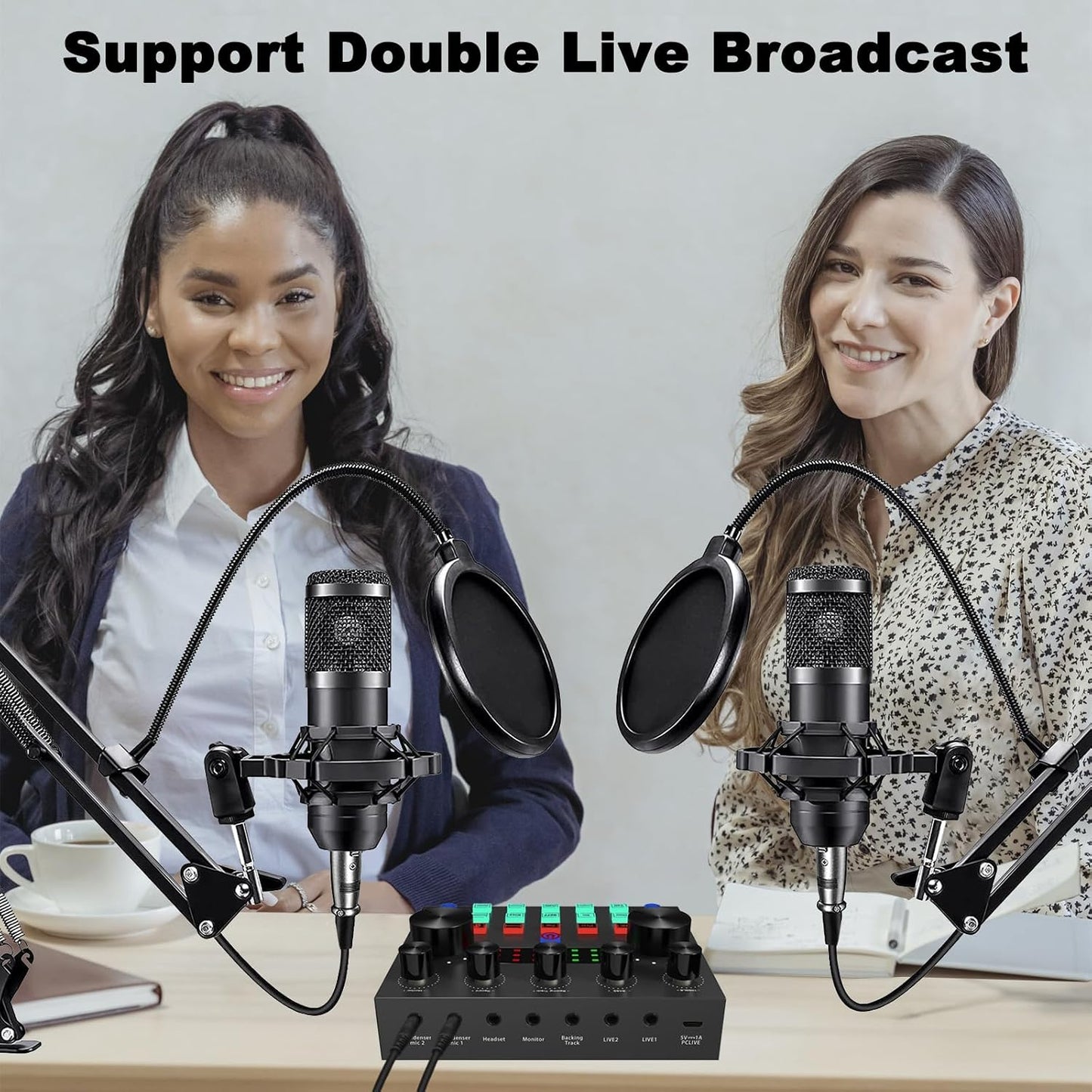 sktome Podcast Equipment Bundle for 2, V8s Voice Changer with BM-800 Podcast Microphone Bundle - Studio Condenser Microphone Perfect for Podcasting, Recording, Singing, Streaming and Gaming
