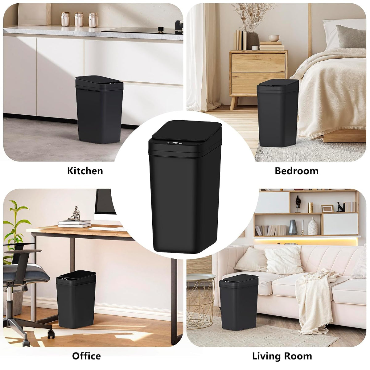 Bathroom Small Trash Can with Lid, Automatic Garbage Can, 2.6 Gallon