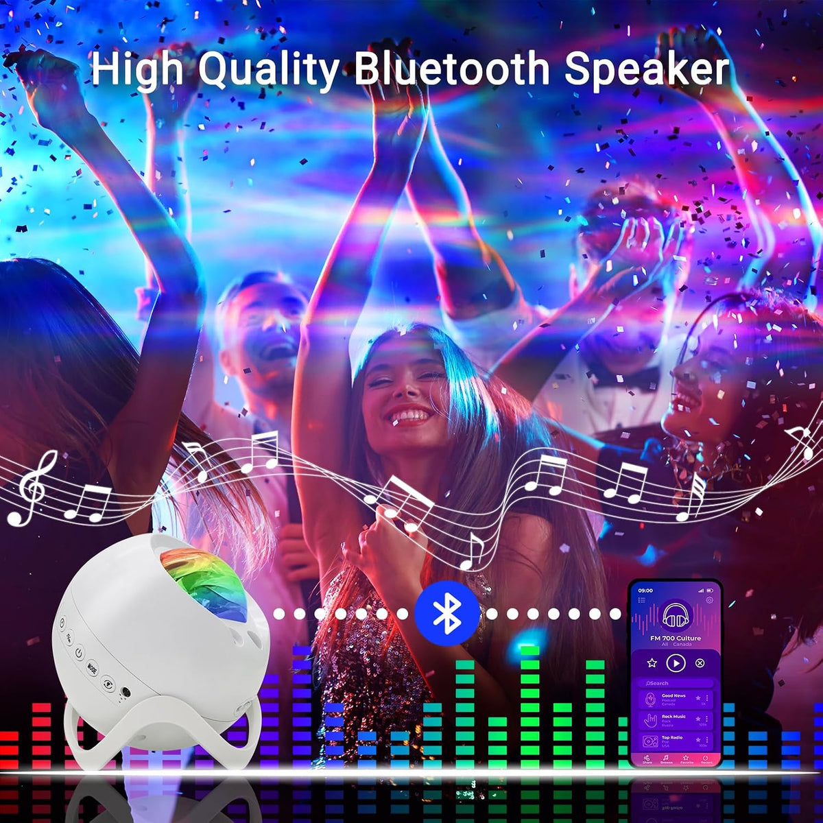 Star Projector,Northern Lights Projector,with Bluetooth Speaker,White Noise