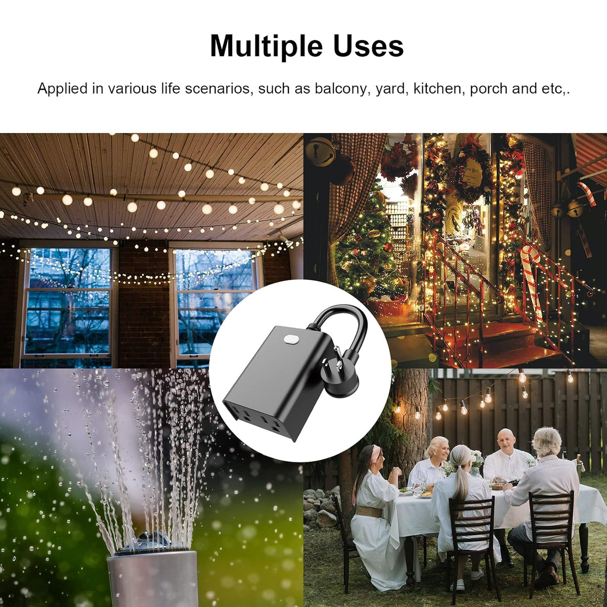WiFi Outdoor Smart Plug, Smart Plugs that Work with Google Home for Voice Control, Wireless Remote APP Control Smart Outlet Timer with 2 Grounded, No Hub Required, ETL FCC Certified