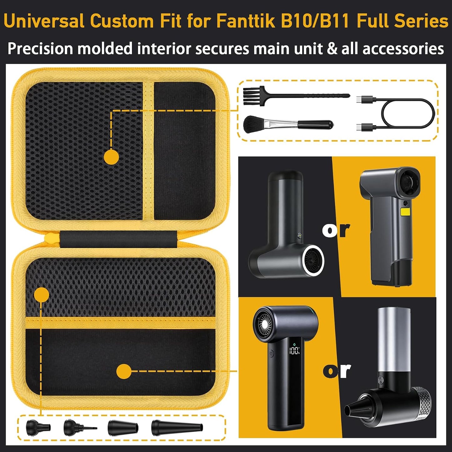 khanka Case for Fanttik B11 Mix/ B11 Pro Max/B10 Pro/B10 Pro Max Electric Air Duster,Compatible with Fanttik B10 Pro/B10 Pro Max Compressed Air Duster and Accessories,Case Only