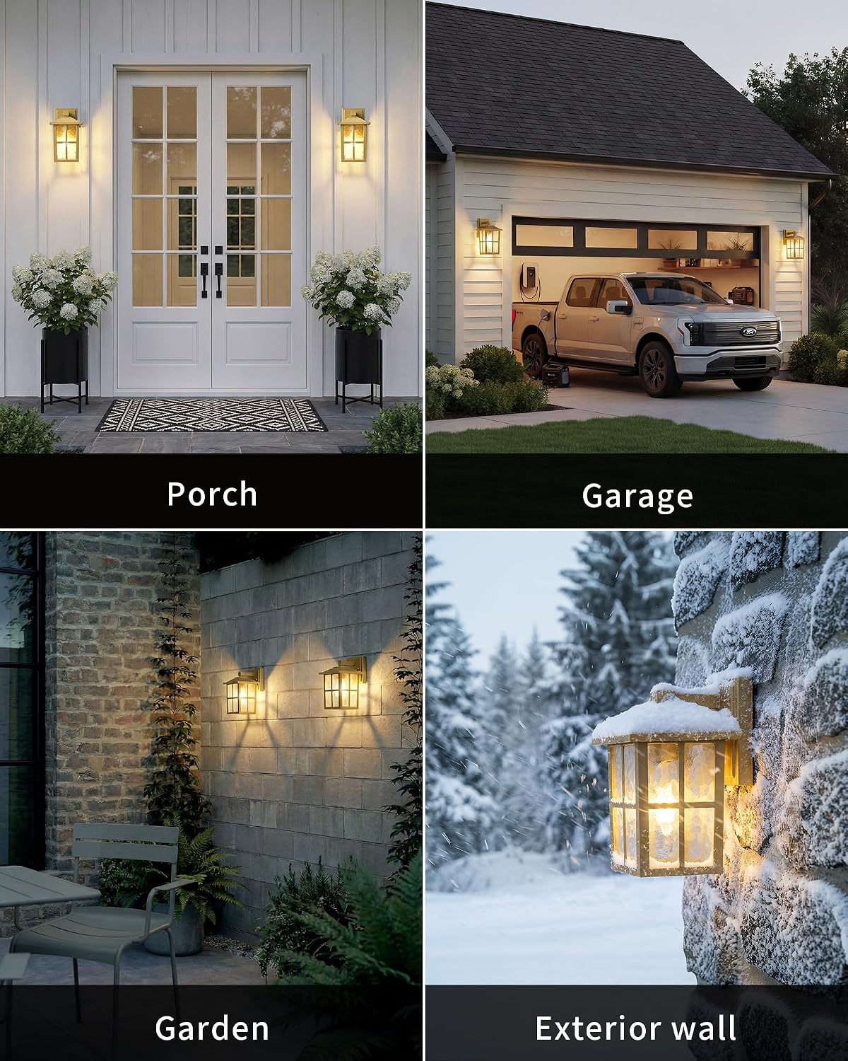 KDG Gold Outdoor Waterproof Modern Patio Wall Light Fixtures Set of 2