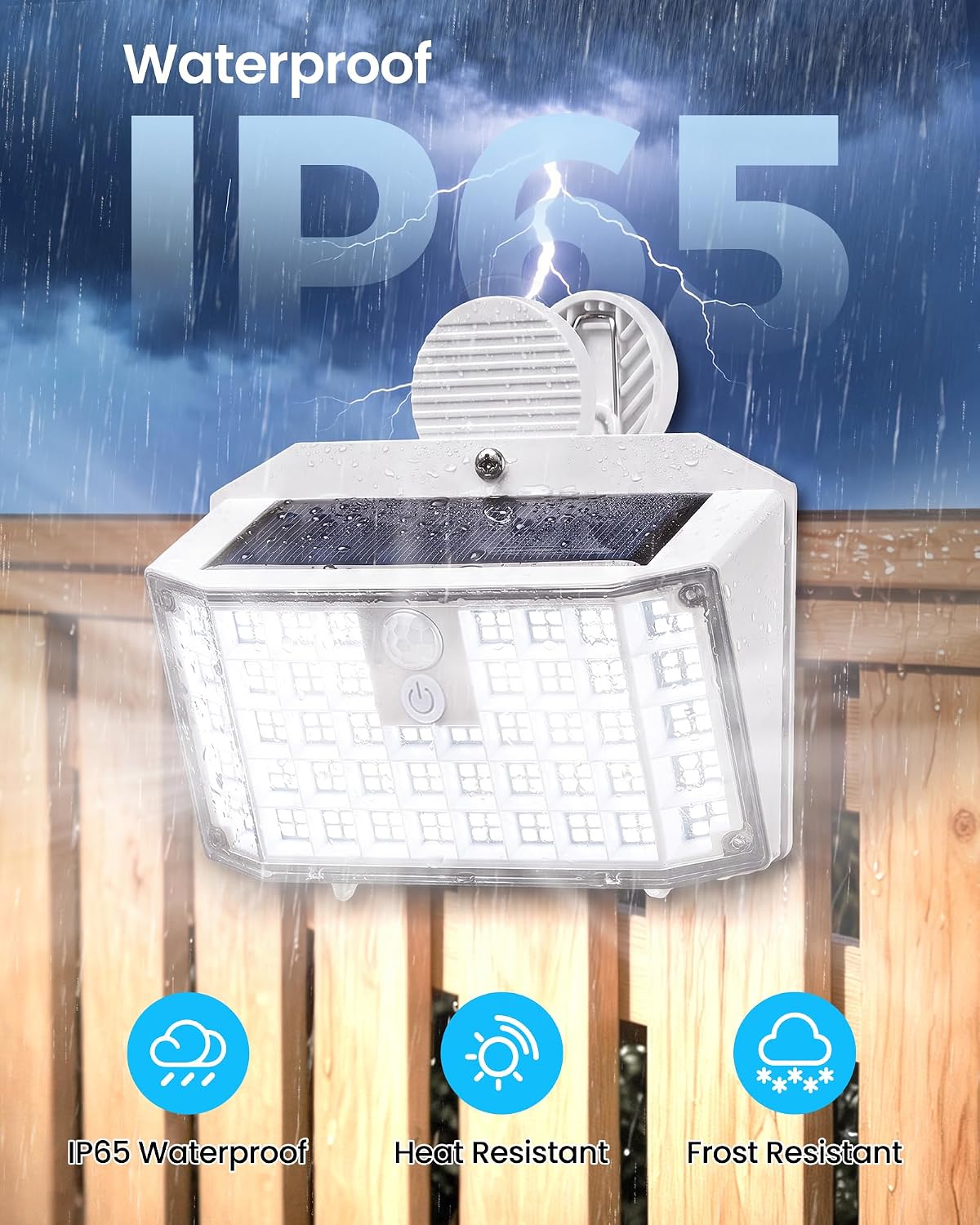 LUHLEE Clip on Solar Fence Lights Outdoor, 176 LED Motion Sensor Lights