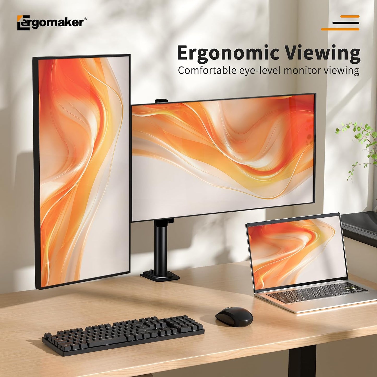 Dual Monitor Stand, Arm Monitor Desk Mount for 13" to 27" 2 Screens, Full Adjustable Height, Tilt Swivel Rotate, Holds 22 lbs per Arm, Easy to Install