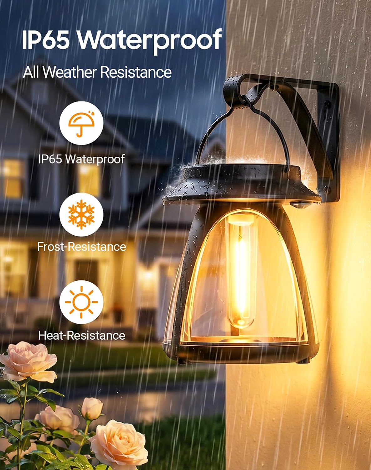 Outdoor Hanging Solar Lanterns, IP65, 2 Brightness Modes, 2 Pack | Warm white light with 2 brightness modes, 8–12 hour runtime and dusk-to-dawn sensor for patios, porches, yards and camping