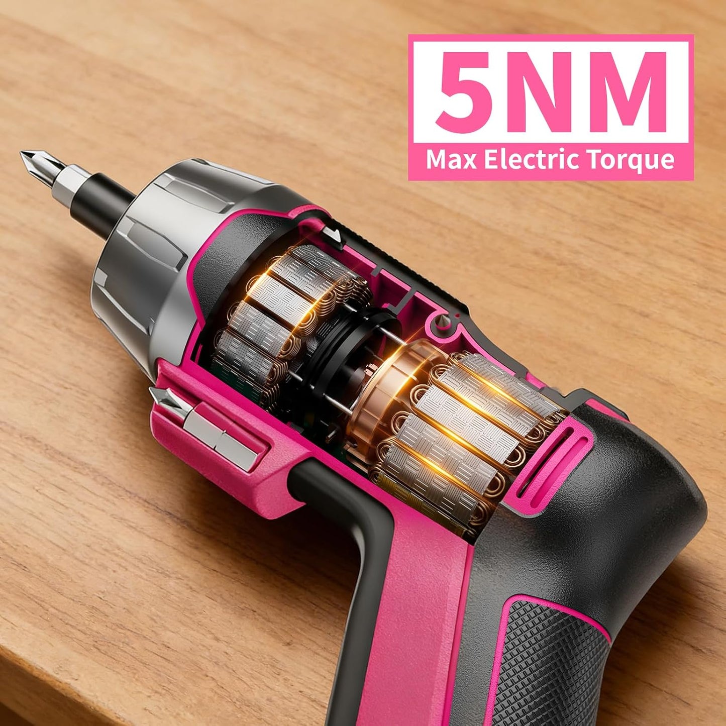 GRENPRO 4V Cordless Electric Screwdriver Set, 29-Piece, Pink | Built-In Non-Removable Battery Charges via USB, Not Sold Separately, Included Bits Support Home Repairs and Assembly