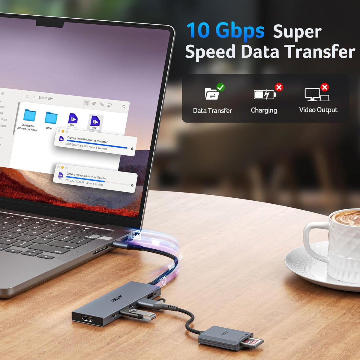 Acer 6-in-1 USB C Hub 10Gbps, USB C to HDMI Adapter 4K@60Hz