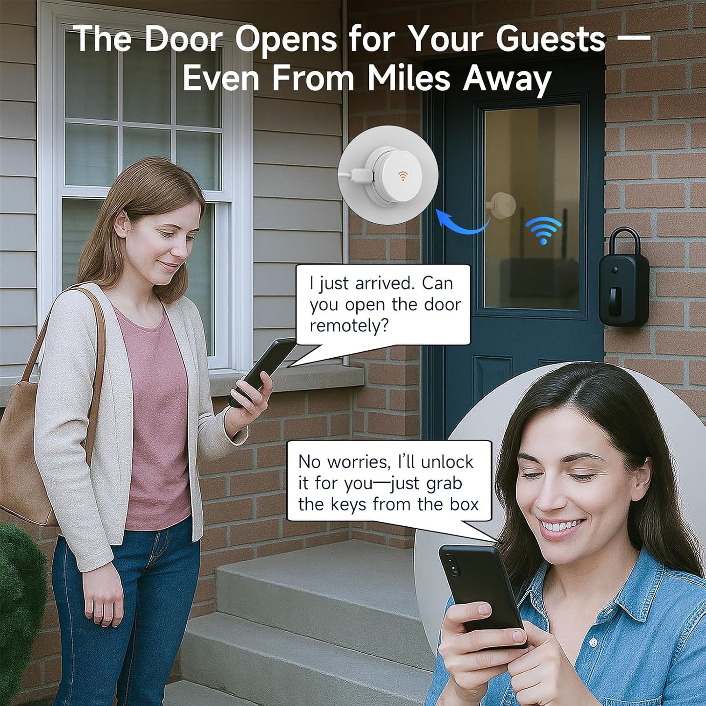 Wi-Fi Bridge (W100) & Door Sensor for WeHere Smart Lockboxes, Door Sensor for Business/Store/Home/Office Security, App Remote Check Door Close or Open