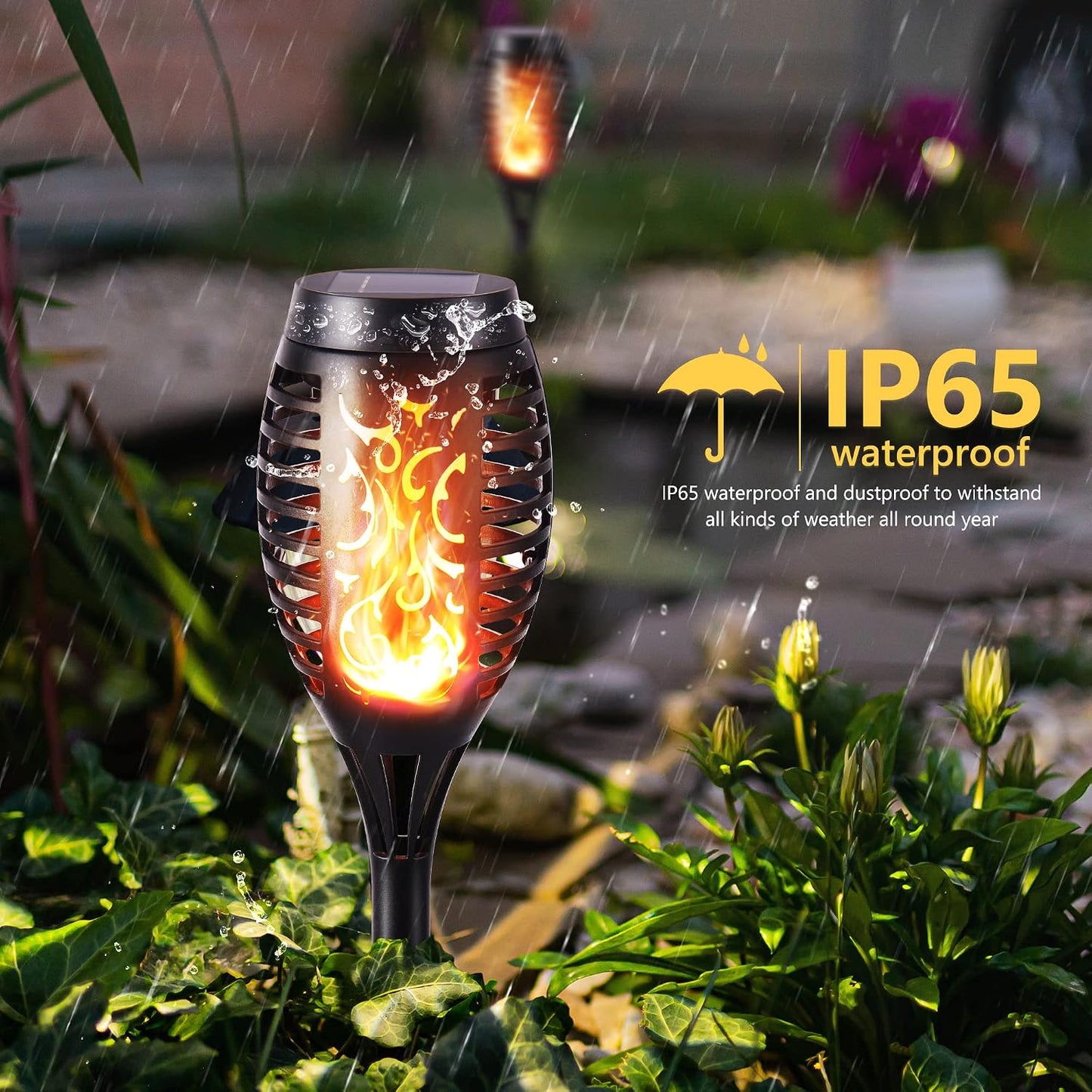 Toodour Solar Torch Flame Lights, 12 Pack Solar Lights Outdoor with Flickering Flame, Waterproof Patio Light Landscape Decoration Lighting for Garden, Lawn, Yard, Outdoor Decorations
