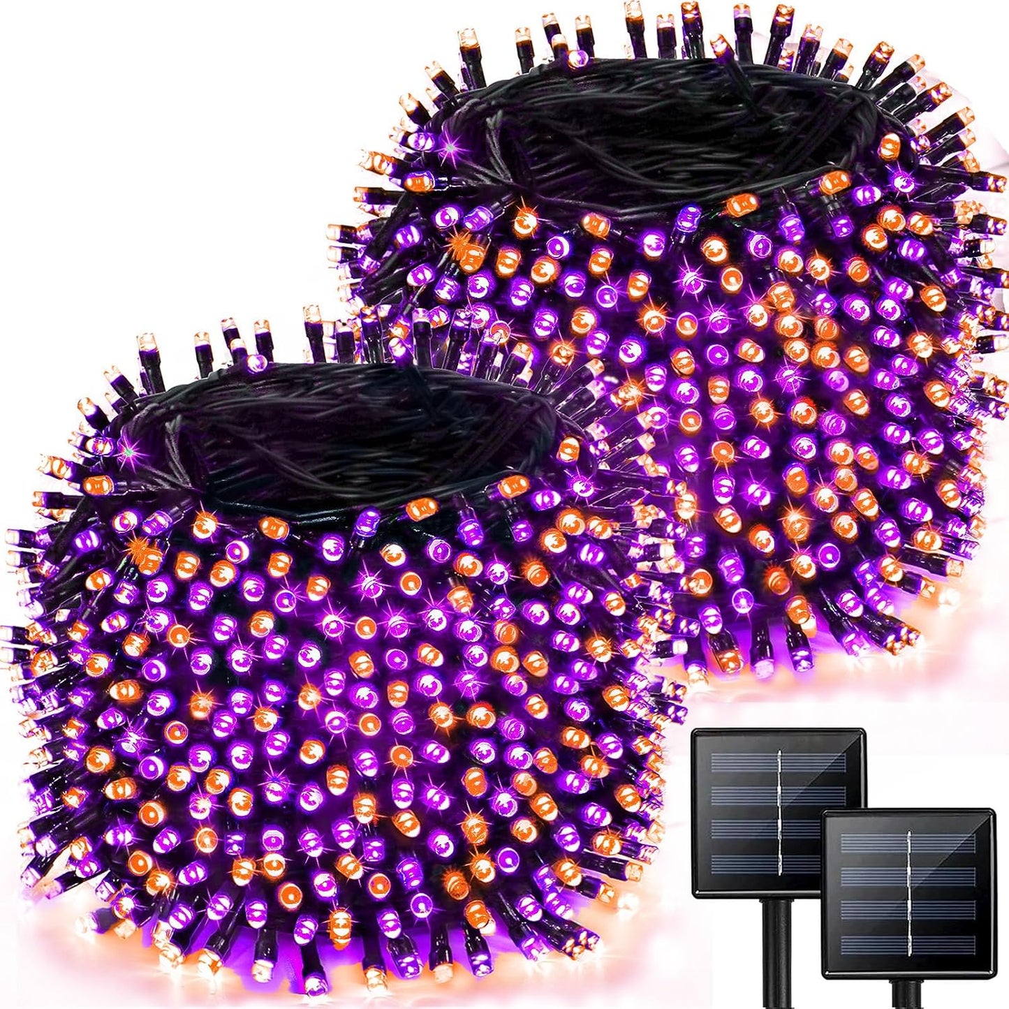 Solar String Lights Outdoor 2 Pack 170FT 480 LED Christmas Light Warm White | IP65 Waterproof, 8 Modes with Memory, Auto On/Off, 1800mAh Battery, up to 12Hr Runtime, Twinkle Lights for Tree Garden Yard